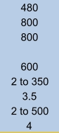 480 800 800 600 2 to 350 3.5 2 to 500 4